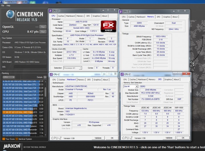 c11 52 AMD FX 8150 Overclock 5.5Ghz On Water+Ice
