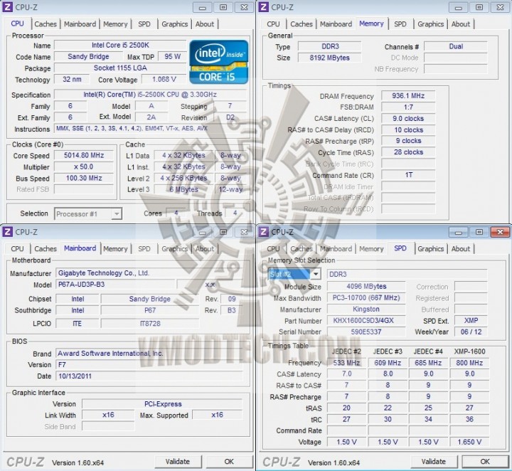 cpuz 720x662 Kingston Hyper X Limited Edition 8GB 1600 CL9 Memory Review
