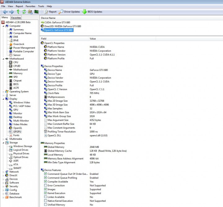 aida 3 720x668 GALAXY GEFORCE GTX 680 Review