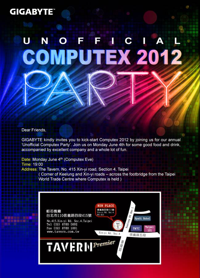 gigabyte unofficial computex 2012 party GIGABYTE UNOFFICIAL COMPUTEX 2012 PARTY