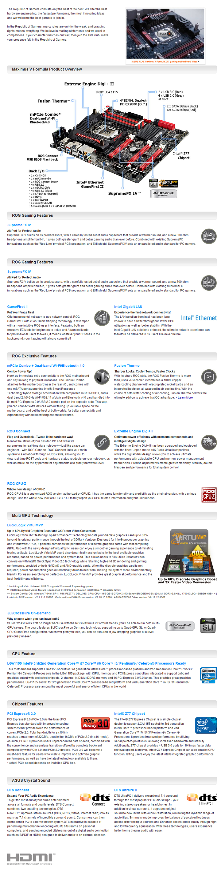 spec2 ASUS ROG MAXIMUS V FORMULA with 3rd Generation Intel® Core™ i5 3570K Retail Box