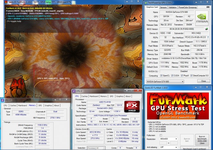 furmark1 720x508 MSI N680GTX LIGHTNING VS AMD FX 8150 8 Core Processor Black Edition
