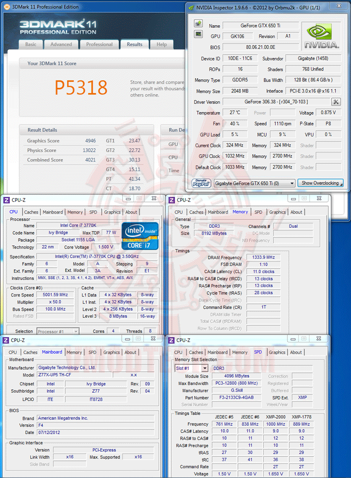 11 2 GIGABYTE WINDFORCE GeForce GTX 650Ti OC Version 2048 MB GDDR5 Review