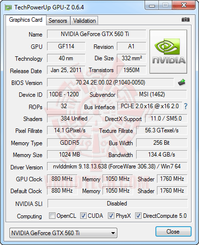 gpuz560ti GIGABYTE WINDFORCE GeForce GTX 650Ti OC Version 2048 MB GDDR5 Review