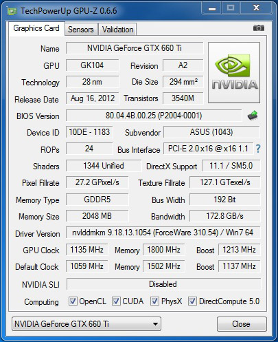 gpuz gpuz ASUS GTX 660TI DirectCU II TOP