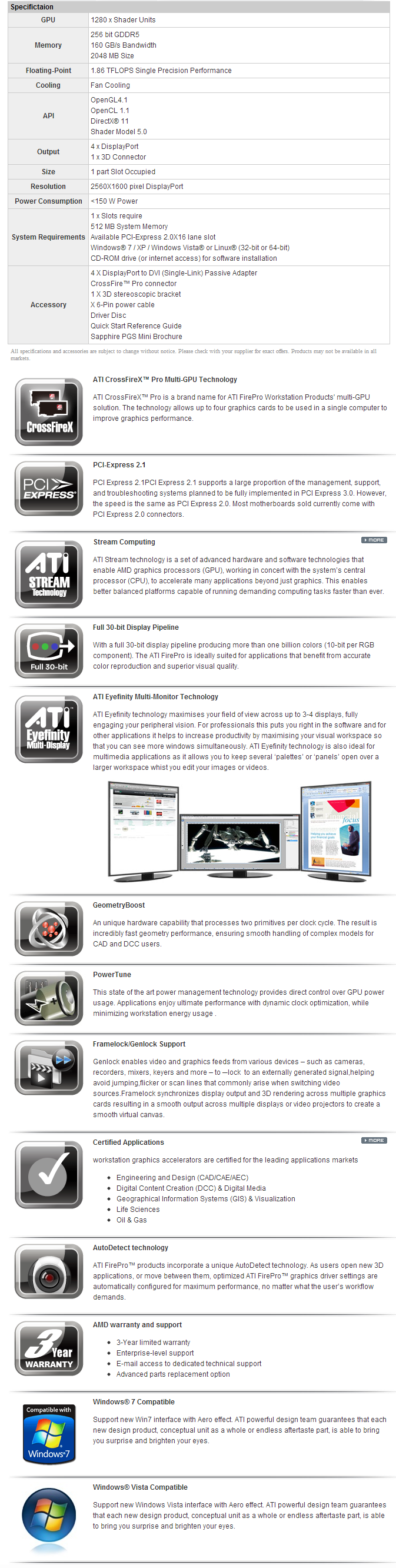 s2 SAPPHIRE AMD FirePro™ V7900 2GB GDDR5 Professional Graphics Cards Review