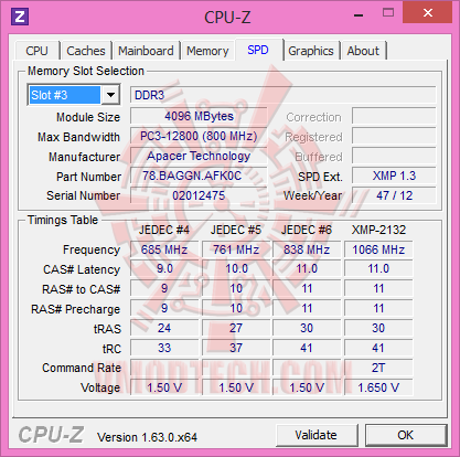 01 cpuz 5 APACER ARMOR DDR3 2133 MHz CL11 8GB Kit Memory Review