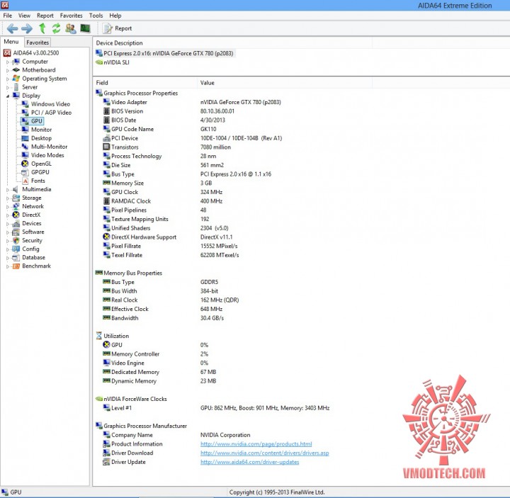 aida64 720x703 Nvidia Geforce GTX 780 On AMD FX 8350 Performace Test