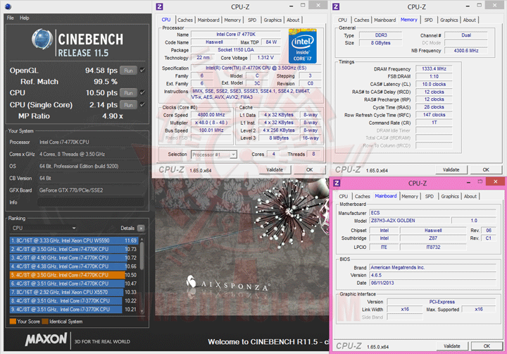 c115 ECS GANK DOMINATION Z87H3 A2X GOLDEN Gaming Motherboard Review