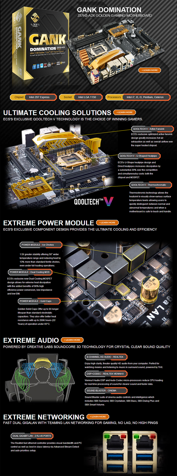 s1 ECS GANK DOMINATION Z87H3 A2X GOLDEN Gaming Motherboard Review