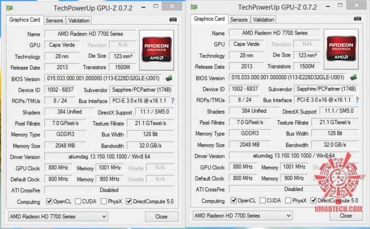 gpuz oc 720x445 SAPPHIRE HD 7730 2GB GDDR3