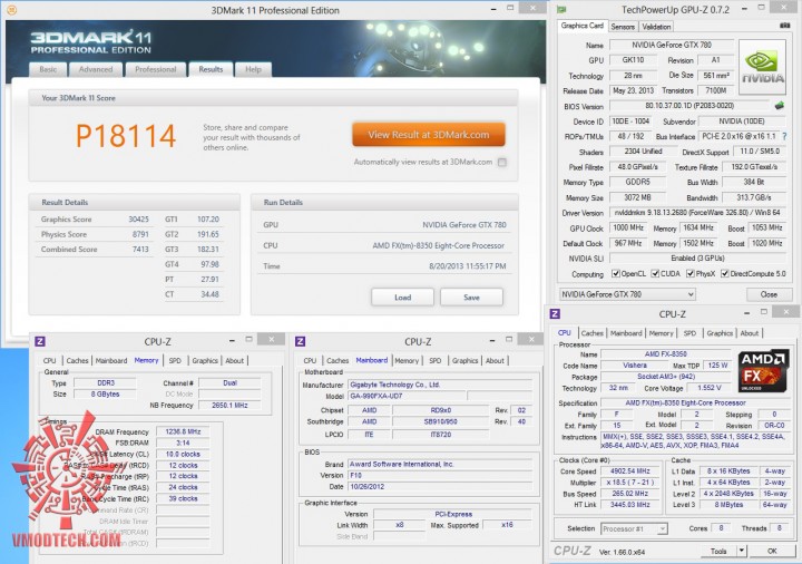 11 oc 720x506 NVIDIA GeForce GTX 780 3 Ways SLI On AMD FX 8350 Performance