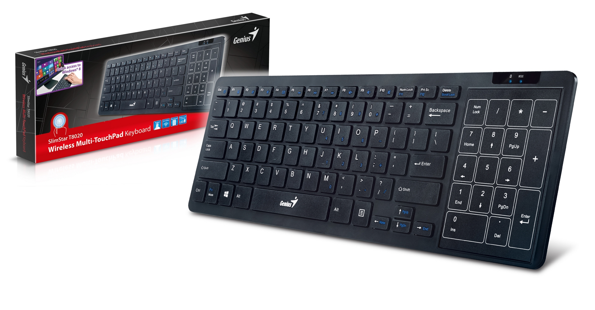 sst8020-3dbox-label sst8020 3dbox label SlimStar T8020 คีย์บอร์ดพร้อมทัชแพดมัลติทัชแบบไร้สาย