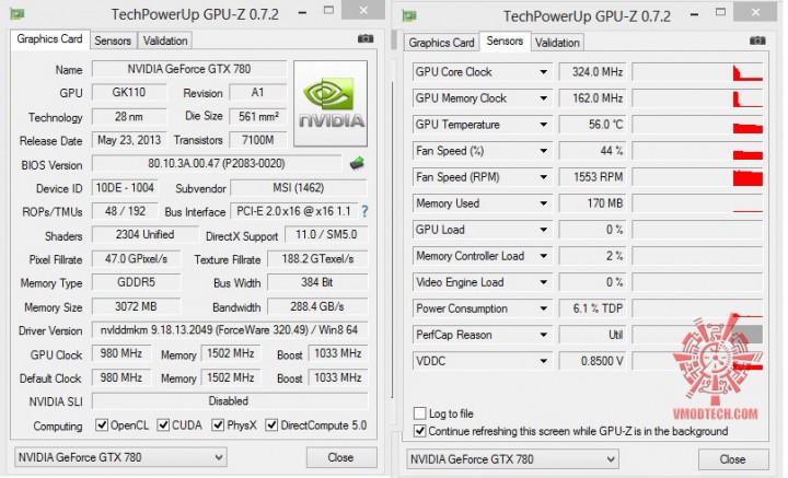 gpuz gpuz 720x437 MSI GeForce GTX 780 LIGHTNING On AMD FX 8350 Test Review