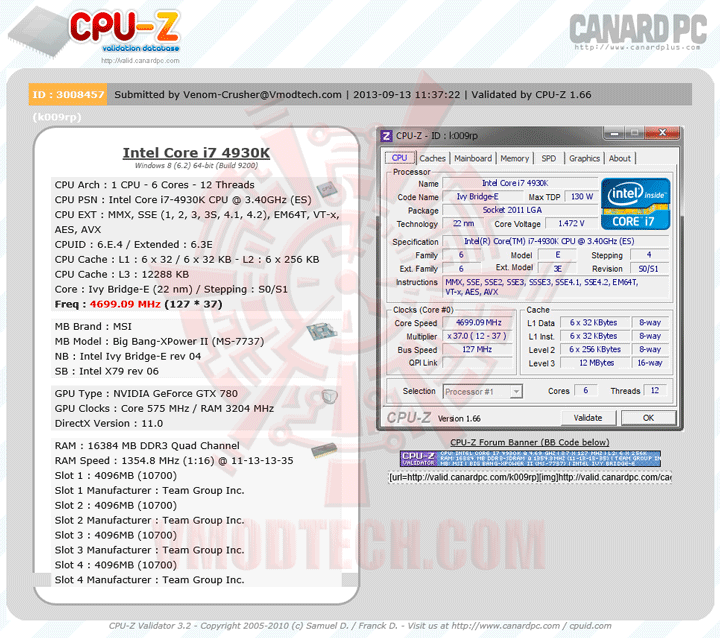 validate Intel Core i7 4930K Ivy Bridge E + MSI Big Bang XPower II + MSI GeForce GTX 780 LIGHTNING Review
