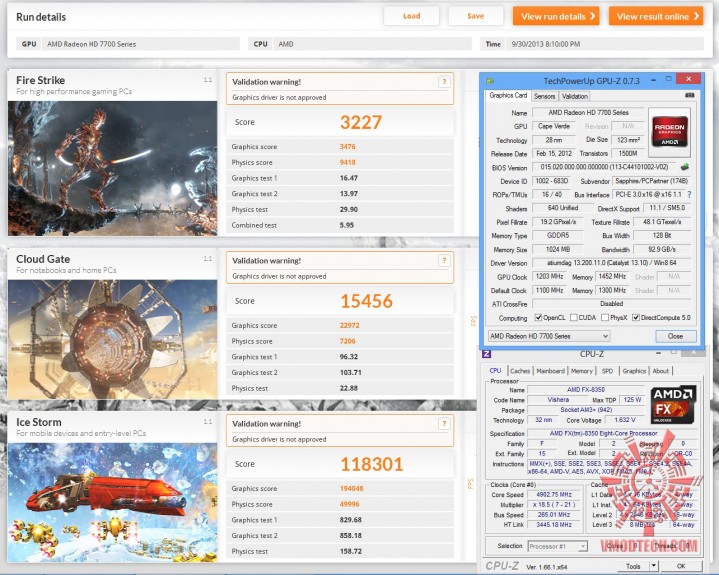 3dmark oc 719x575 SAPPHIRE HD 7770 GHz Edition OC 1GB GDDR5 VAPOR X On AMD FX 8350 Test