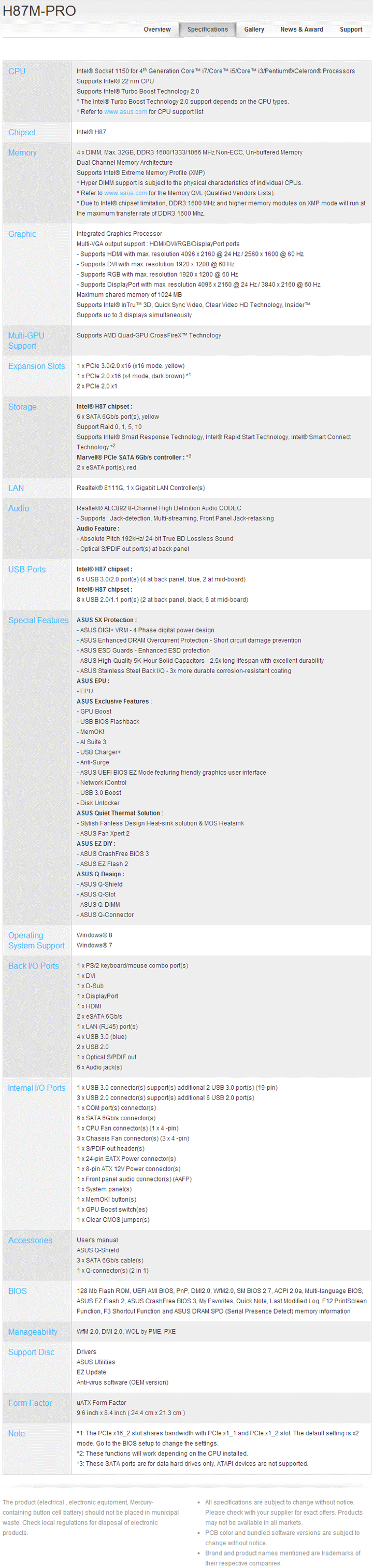 spech872 spech872 ASUS H87M PRO Micro ATX Motherboard Review