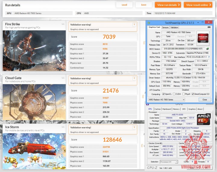 3dmark oc2 720x571 SAPPHIRE HD 7950 3GB GDDR5 OC with Boost VAPOR X On AMD FX 8350 Test