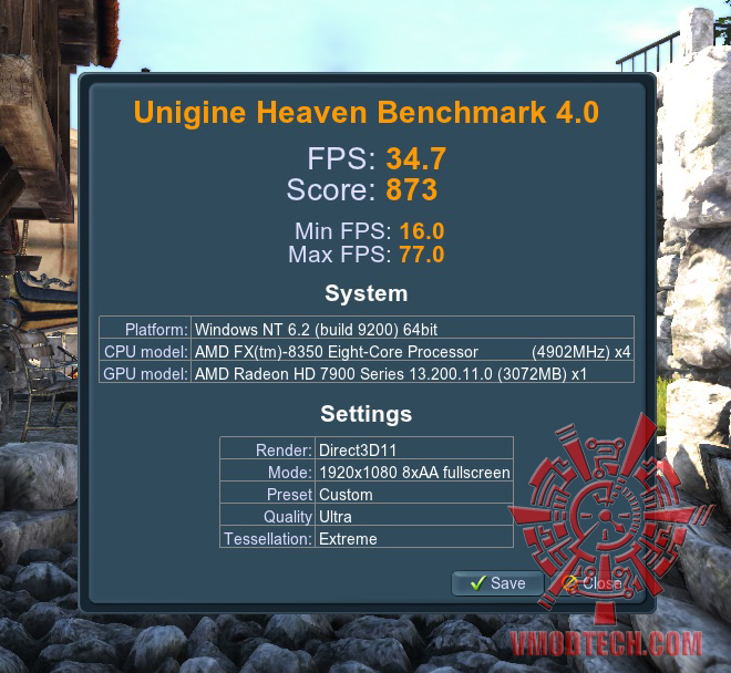 heaven4oc heaven4oc SAPPHIRE HD 7950 3GB GDDR5 OC with Boost VAPOR X On AMD FX 8350 Test