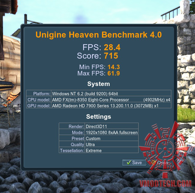 hv hv SAPPHIRE HD 7950 3GB GDDR5 OC with Boost VAPOR X On AMD FX 8350 Test