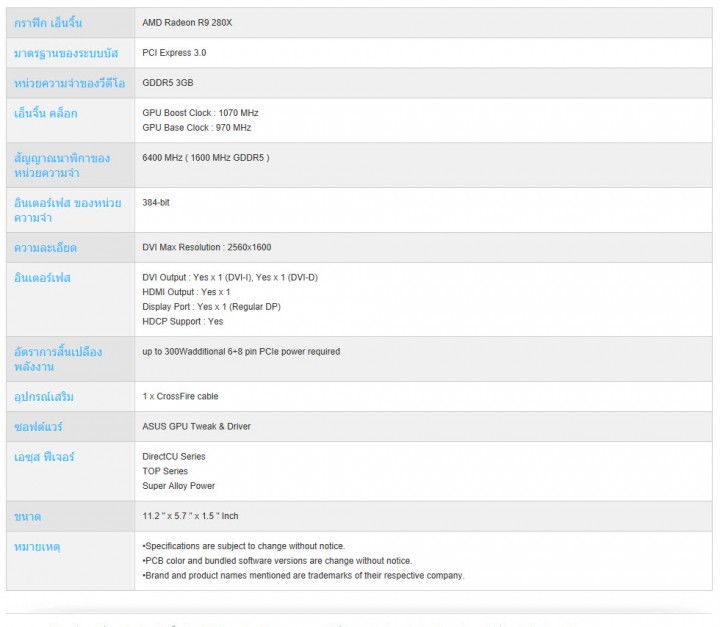 spec 720x627  ASUS R9 280X DirectCU II TOP