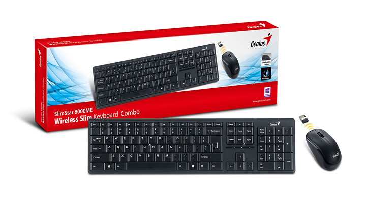 SlimStar 8000ME ชุดคอมโบคีย์บอร์ดและเมาส์ไร้สายคุณภาพ ใหม่ล่าสุดจาก Genius