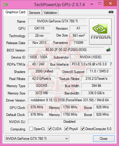 gpuz-7 gpuz 7 NVIDIA GeForce GTX 780 Ti ท้าไฝว้ 5 กราฟฟิคการ์ดรุ่นยักษ์