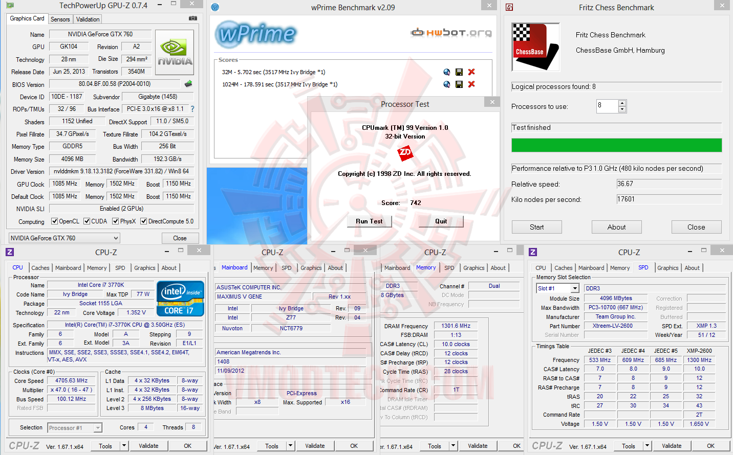fritzbenchmark Gigabyte Geforce GTX760 4GB GDDR5 WINDFORCE SLI Review
