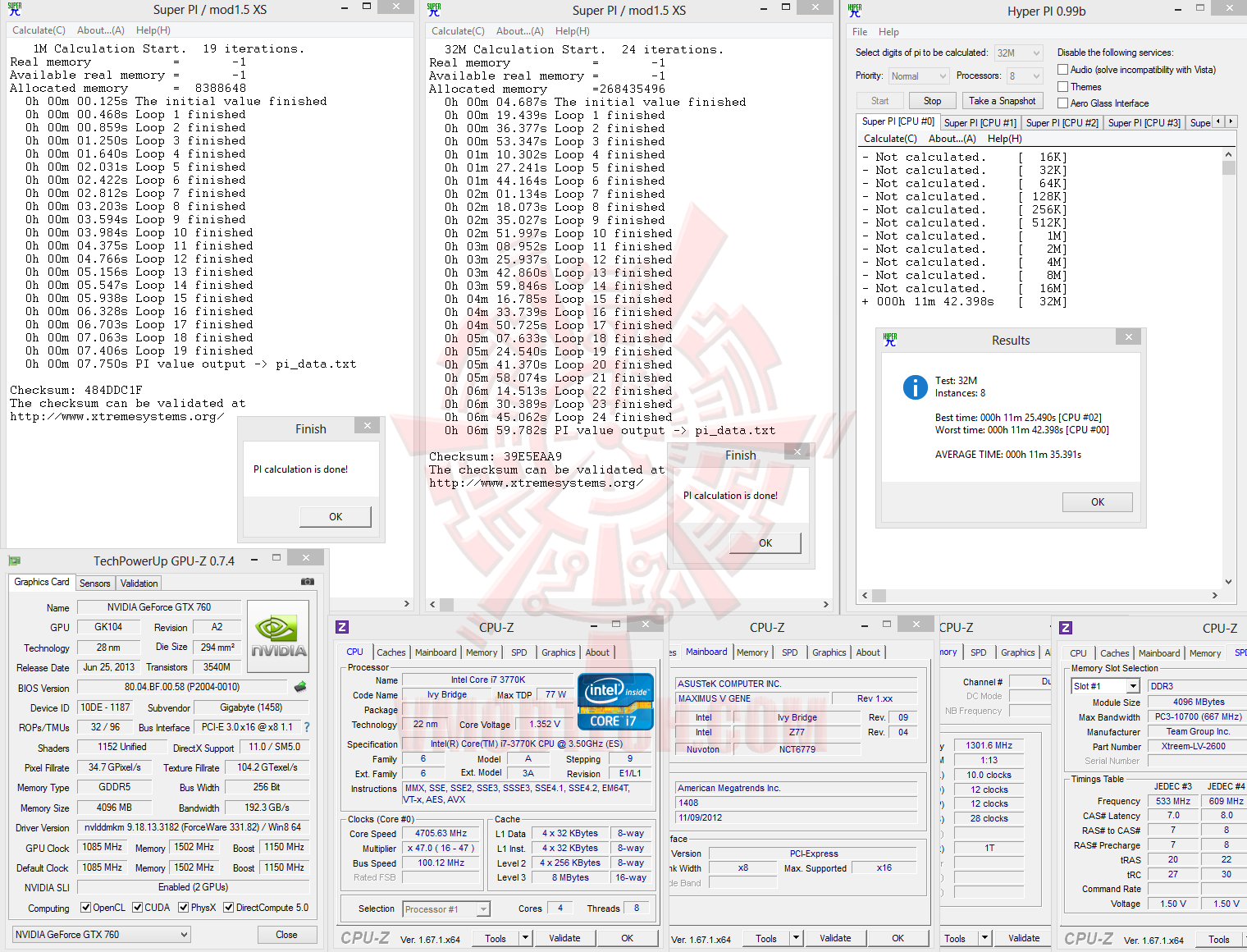 superpi 01 Gigabyte Geforce GTX760 4GB GDDR5 WINDFORCE SLI Review