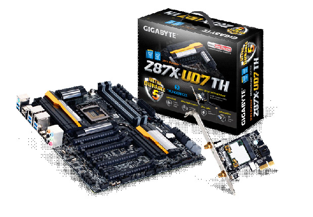 011 011 GIGABYTE ประกาศการสนับสนุน Dual Port Thunderbolt™ 2 อย่างเป็นทางการ เมนบอร์ด GIGABYTE Z87X UD7 TH รหัส ‘Falcon Ridge’ จะมาพร้อมกับความเร็วสูงถึง 20 Gb/s ด้วยชุดควบคุม Dual Thunderbolt™ 2