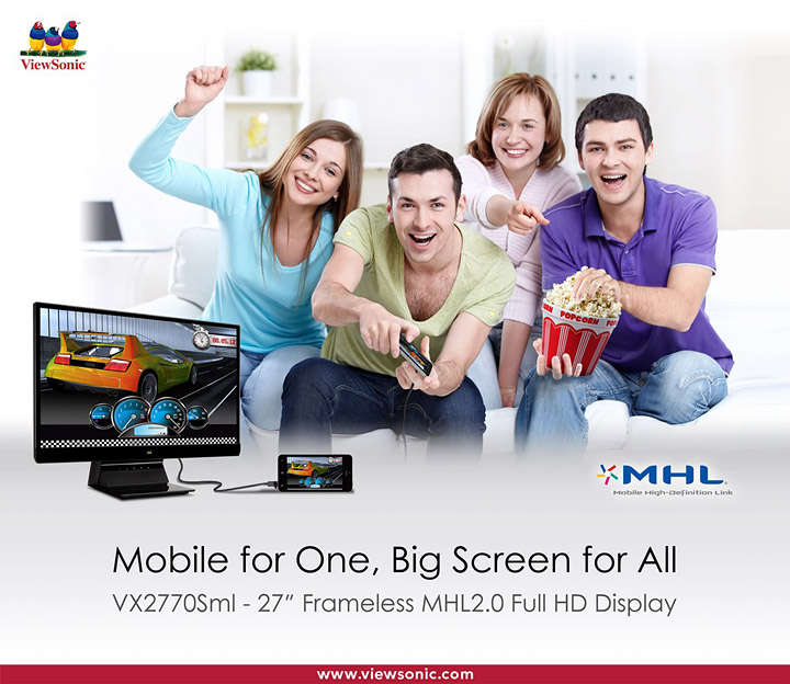 011 ViewSonic VX series สร้างประสบการณ์ความบันเทิงที่เหนือกว่า  พร้อมส่งมอบความสุขในช่วงคริสต์มาส และวันหยุดปีใหม่นี้กับจอภาพ ViewSonic MHL 2.0
