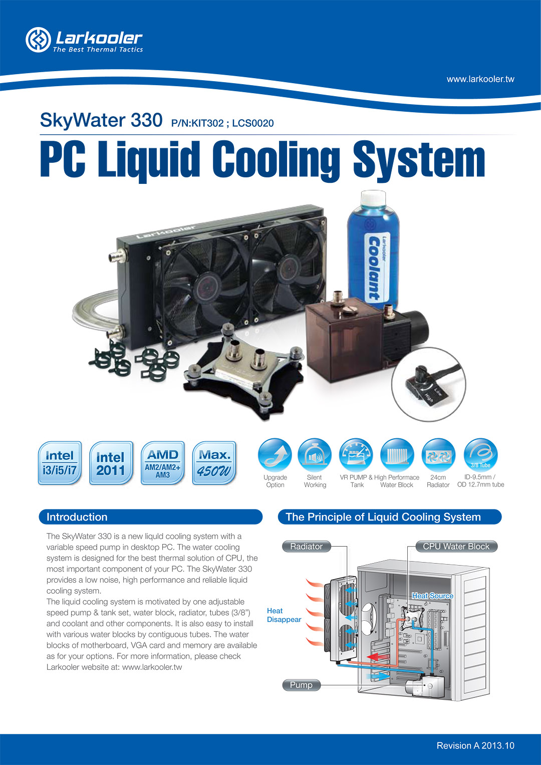 skywater330datasheet 1 Larkooler SkyWater 330 PC Liquid Cooling System
