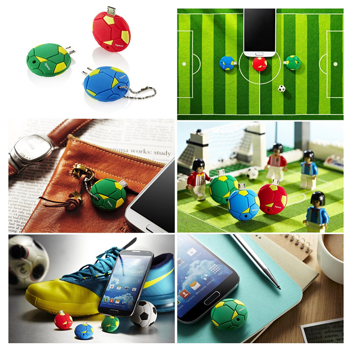 011 011 Apacer AH174 แฟลชไดร์ฟรูปทรงฟุตบอล นวัตกรรมการออกแบบที่มาพร้อมความแข็งแรงและความสวยงาม โดดเด่นด้วยสีสันสดใส ดูมีชีวิตชีวา เกาะกระแสบอลโลก 2014