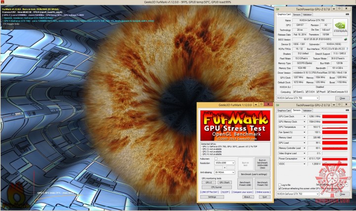 furmark oc 720x427 GALAXY GeForce GTX750 OC Slim 1GB