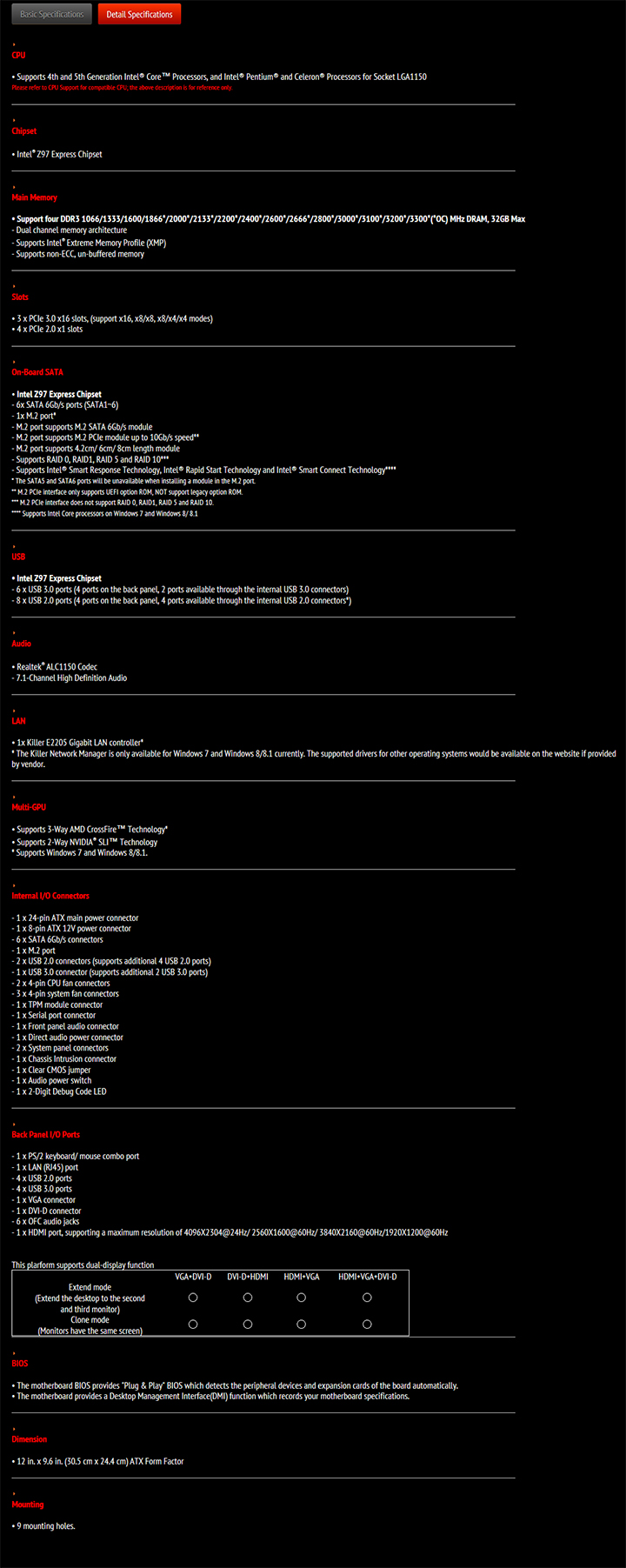 spec2 spec2 MSI Z97 GAMING 5 Motherboard Review