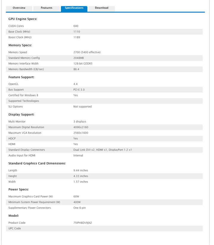 spec3 GALAXY GeForce GTX750 Ti GC 2GB 