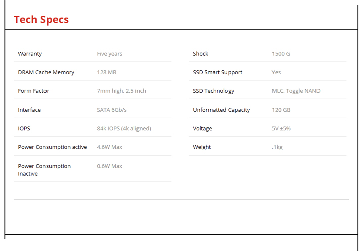 spec2 spec2 CORSAIR Neutron Series GTX 120GB SATA 3 6Gb/s SSD