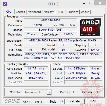 cpuz 1 AMD A10 7800 Processor Review