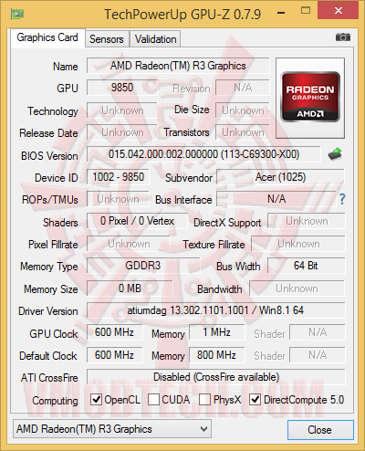 gpu z ACER Aspire E14 E5 421G 45L0 Notebook Review