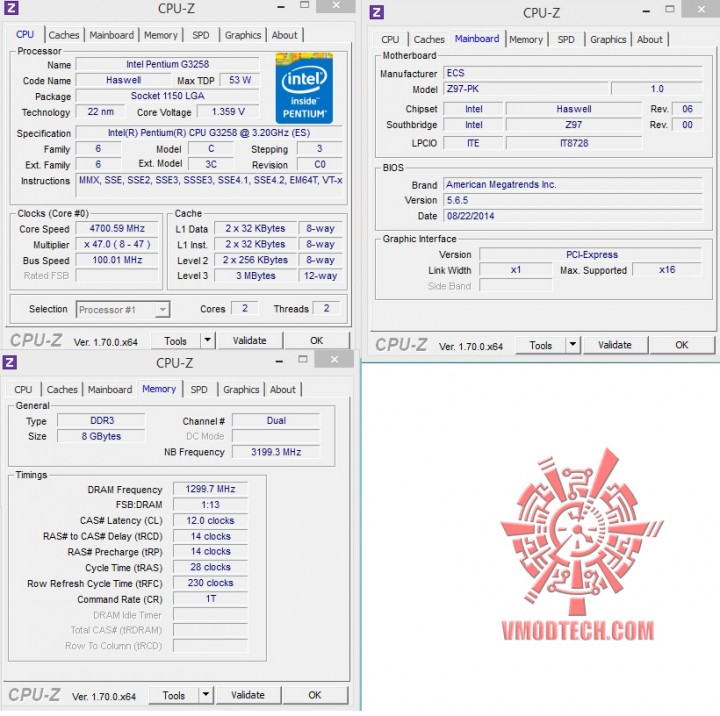 cpuid 720x716 ECS Z97 PK Motherboard Review 