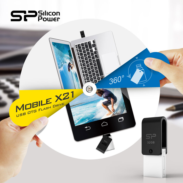 001   SP/Silicon Power เปิดตัว USB 2.0 OTG Flash Drive รุ่นล่าสุด Mobile X21  ที่มาพร้อมฝาปิดแบบ 360° Swivel Cap และ One push Backup