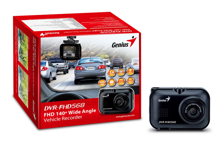 012 012 Genius ขอแนะนำ DVR FHD568 กล้องวงจรปิดติดรถยนต์ ความคมชัดสูง มุมมองกว้าง 140∘