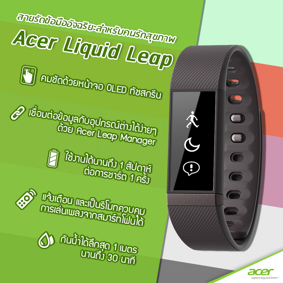 leap leap เอเซอร์ โมบิลิตี้ดีไวซ์ Acer Liquid Jade, Acer Liquid Z500 และ Acer Liquid Leap สายรัดข้อมือดิจิตอลเพื่อสุขภาพ