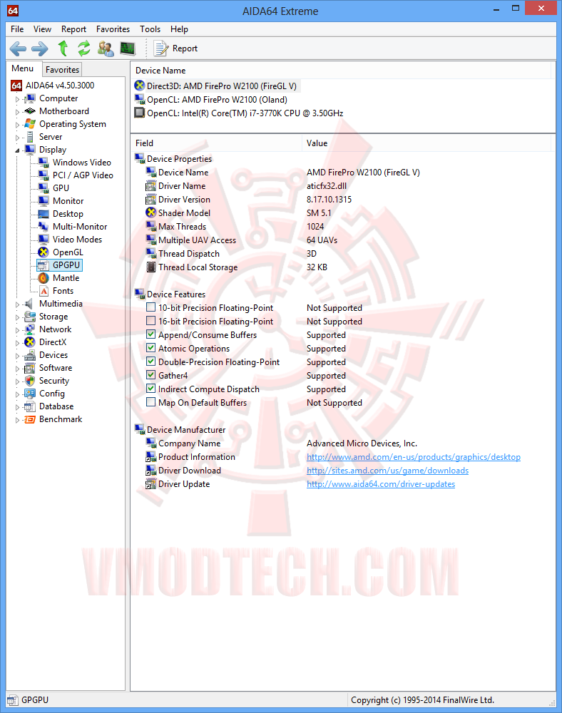 aida64-01 aida64 01 SAPPHIRE AMD FirePro™ W2100 Graphics for Desktop Workstations Review