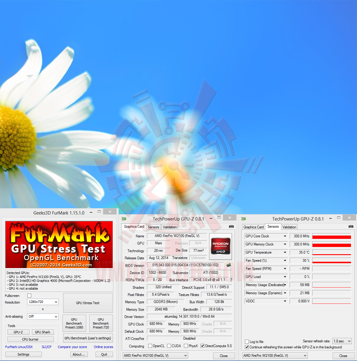 furmark-01 furmark 01 SAPPHIRE AMD FirePro™ W2100 Graphics for Desktop Workstations Review