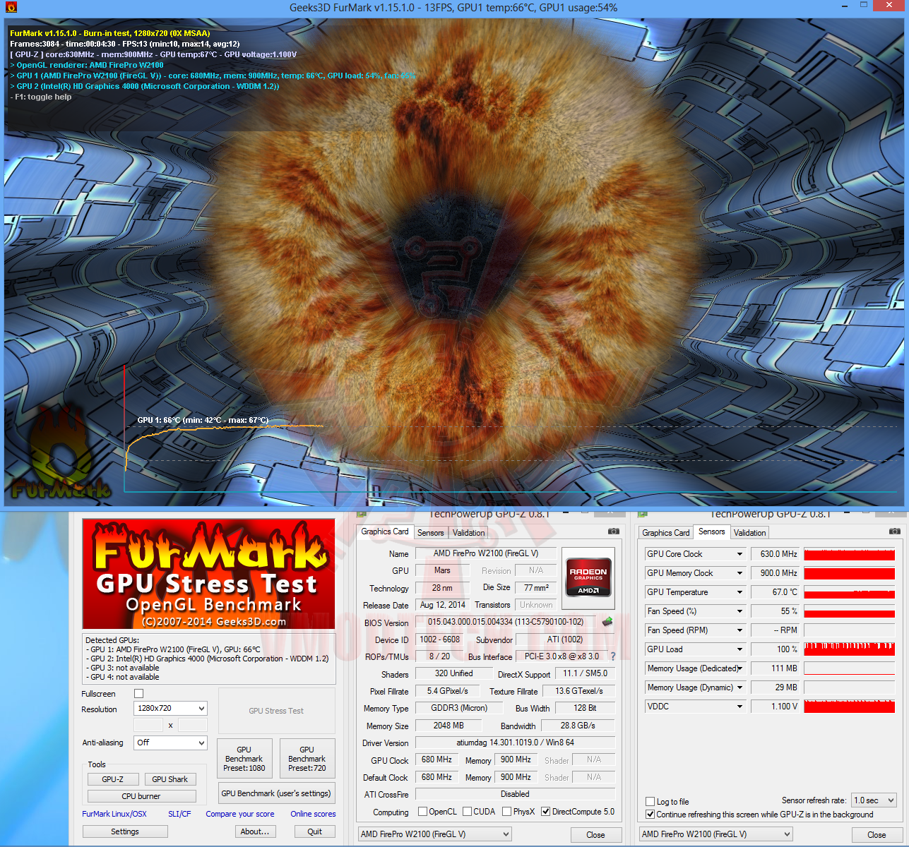 furmark-02 furmark 02 SAPPHIRE AMD FirePro™ W2100 Graphics for Desktop Workstations Review