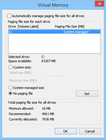 paging file 5 วิธีเพิ่มประสิทธิภาพการทำงานให้ SSD