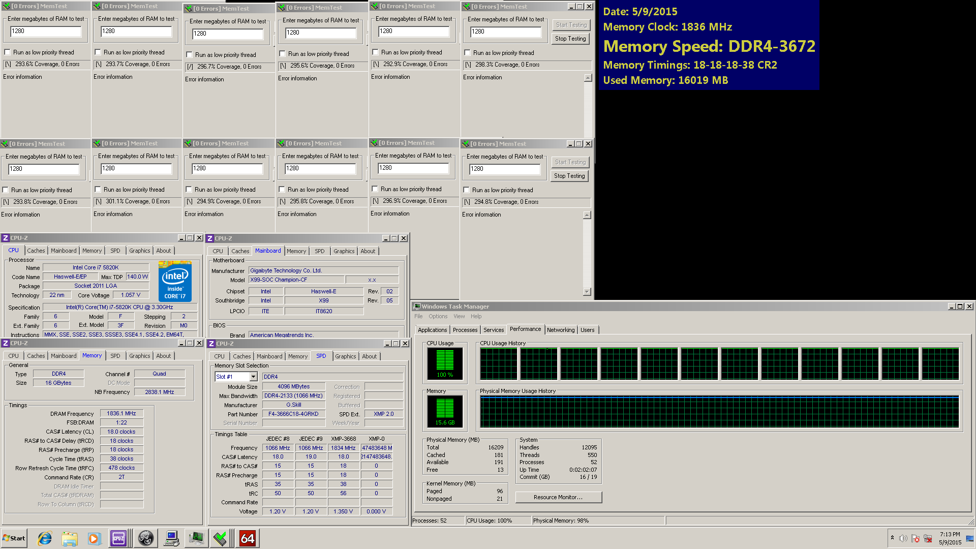 3666c18-memtest_2 3666c18 memtest 2 G.SKILL Announces Highest Frequency Ripjaws 4 Series DDR4 3666MHz Memory kit! Featuring Samsung DDR4 4Gb IC Chips