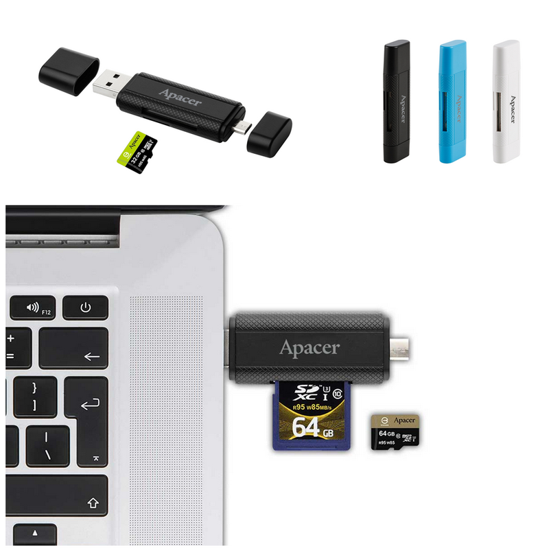 am702_1 am702 1 Apacer AM702 OTG Card Reader ถ่ายโอนข้อมูลเยี่ยม ! เพิ่มความสบายให้ชีวิต ด้วย Dual card slot และ dual USB port