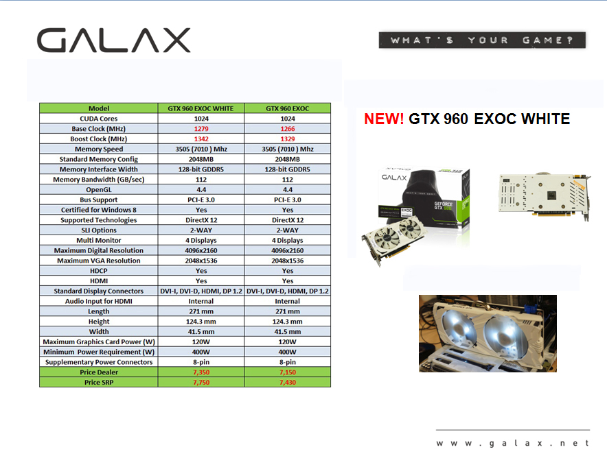 02 Ascenti Resources สุดยอดกราฟิกการ์ดระดับพรีเมี่ยม “NVIDIA” Series 900 “GALAX GTX960 EXOC White” แรงคุ้มค่าราคาสุดประหยัด!!